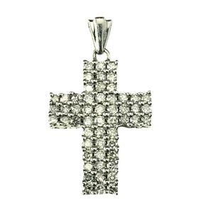 14 Karat White Gold Diamond Cross Pendant #20758